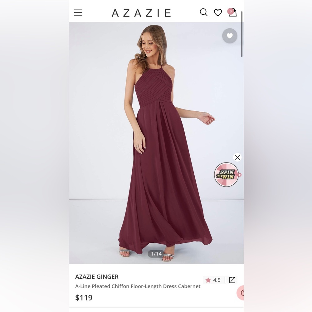 Azazie Ginger Bridesmaids Dress in Cabernet (Size 0/A0)